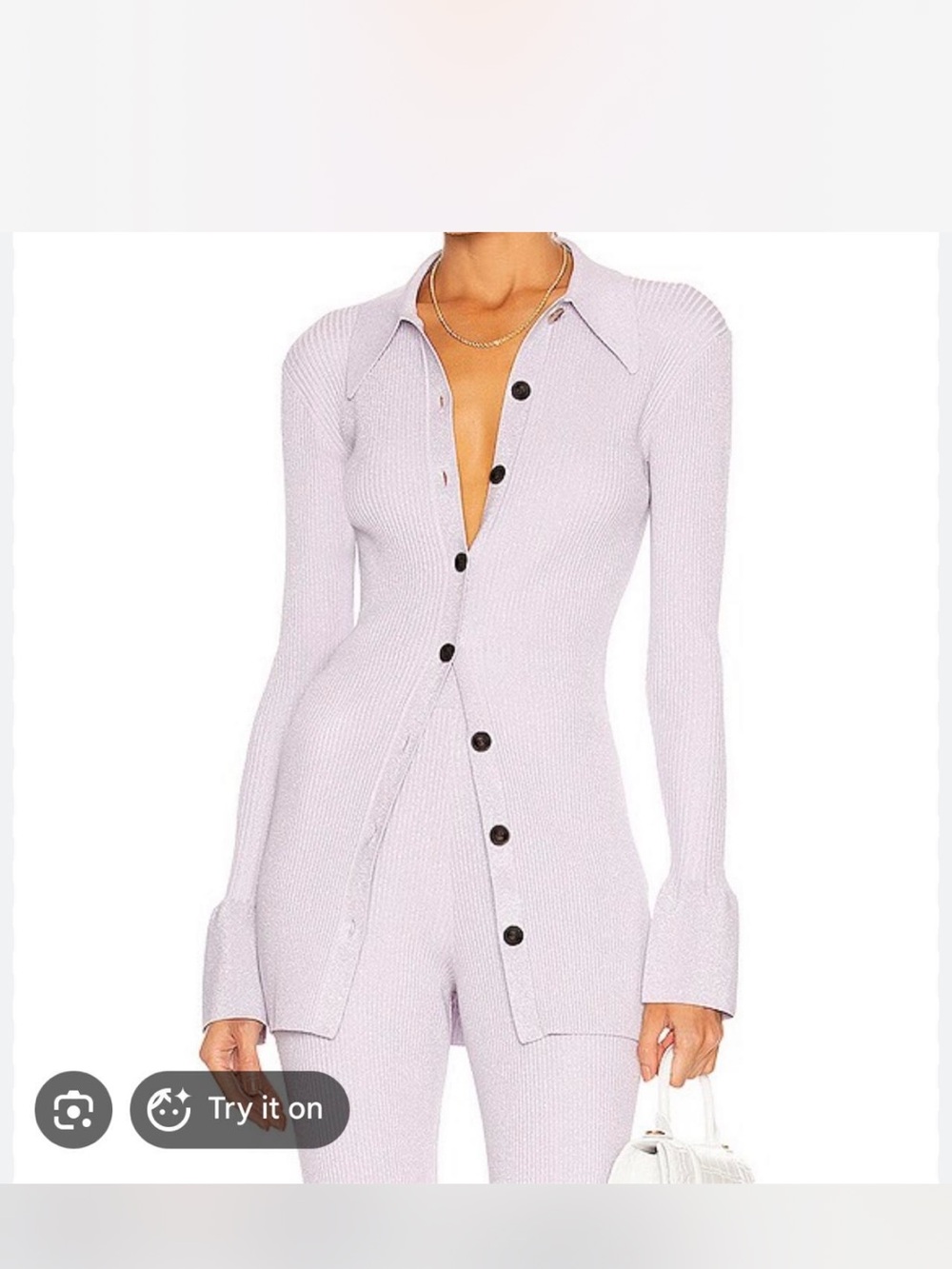 A.L.C Slim Ribbed Button-Down Top in White